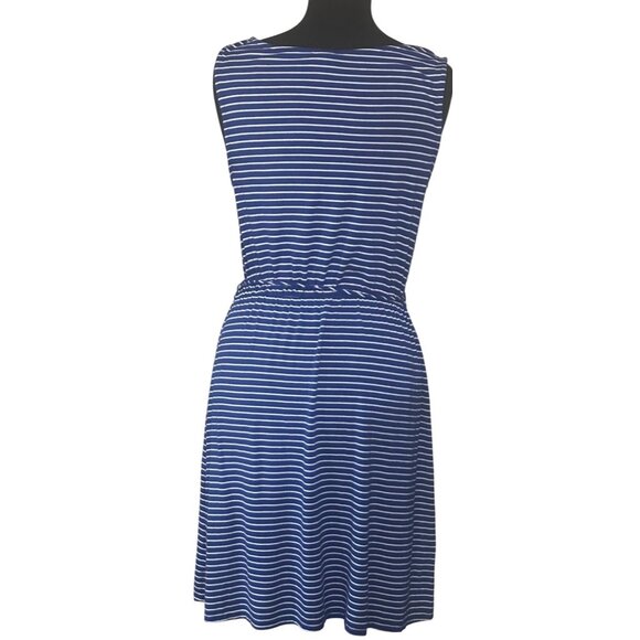 Women's Merona Sundress Blue w/White Stripes Rayon Spandex Blend Junior's Size M - Picture 2 of 12